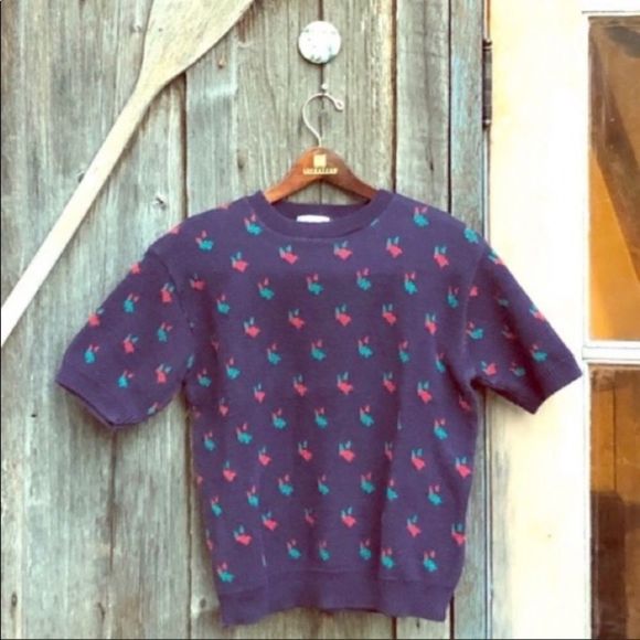 euc vtg•apple crop sweater short sleeves - Picture 3 of 7